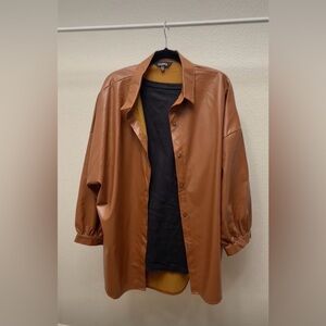 Oversized Brown Pleather Jacket
